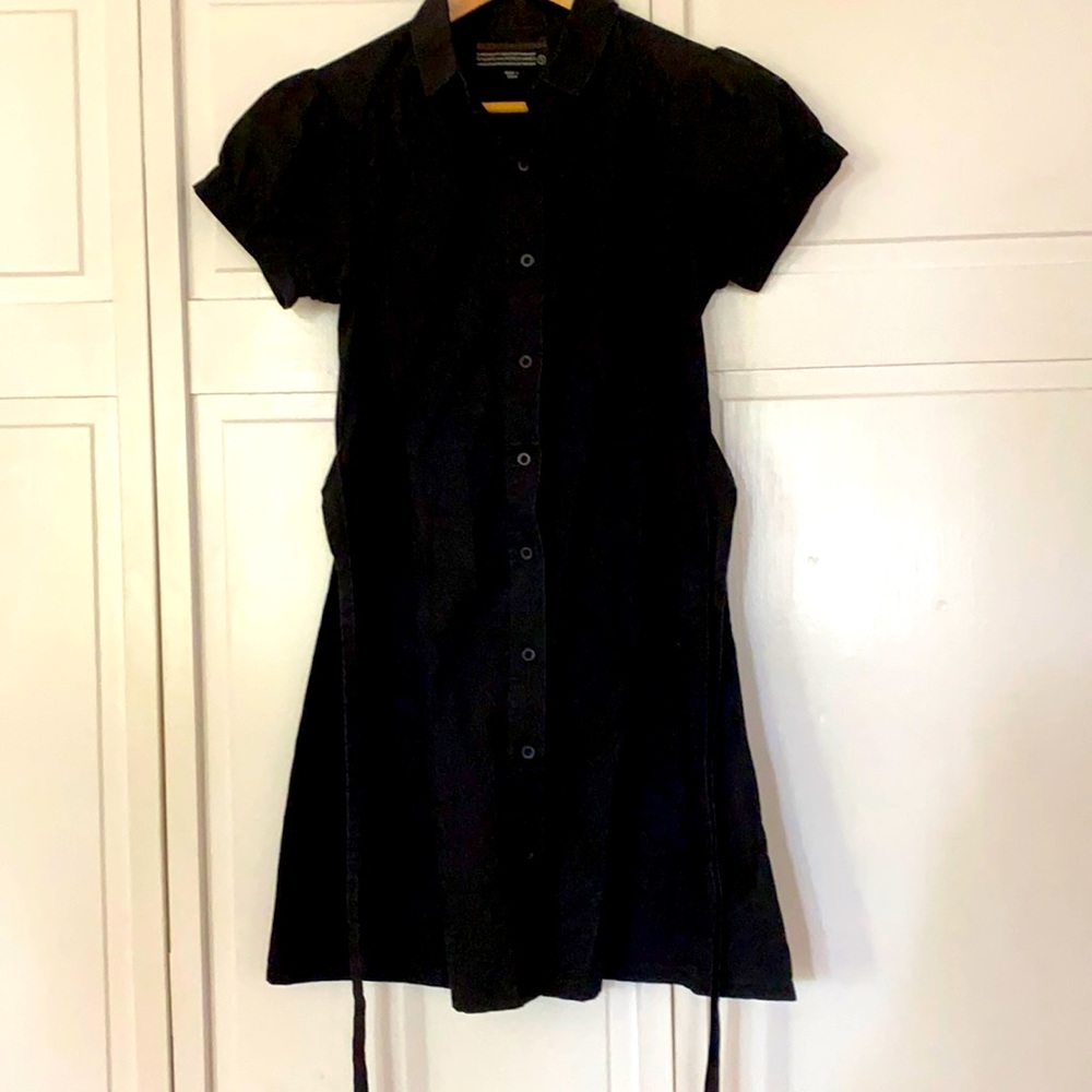 Dunderdon black tie waist shirt dress